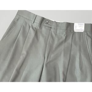 NWT Hickey Freeman Olive Green Pure Wool Mens Pleated Pants Size 32 New $285